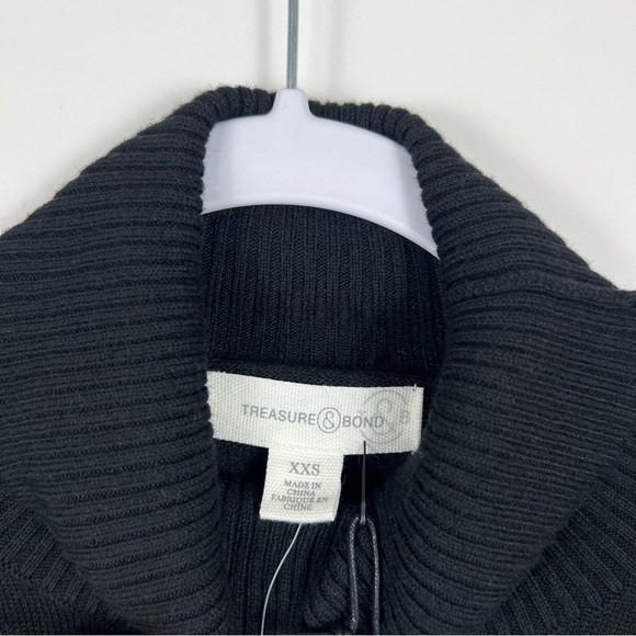 TREASURE & BOND Turtleneck Dropped Shoulder Sweater in Black Size XXS NWT - Picture 7 of 10